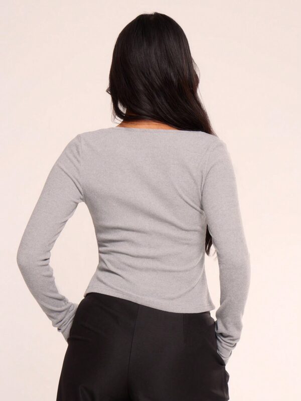 Zip Through Crew Neck Long Sleeve Top