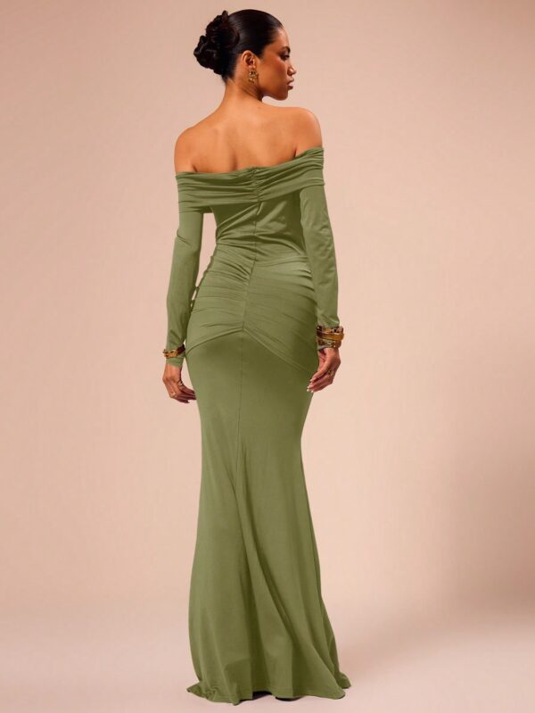 Off Shoulder Long Sleeve Maxi Dress