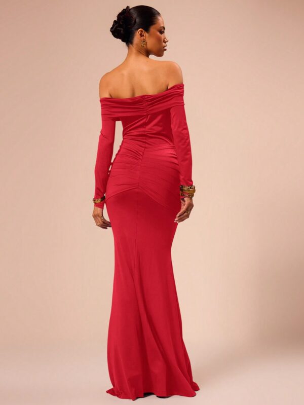 Off Shoulder Long Sleeve Maxi Dress