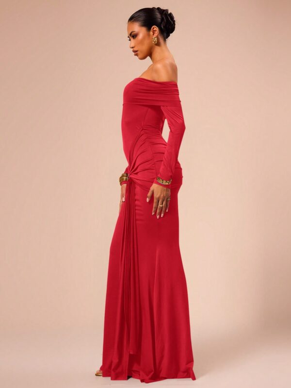 Off Shoulder Long Sleeve Maxi Dress