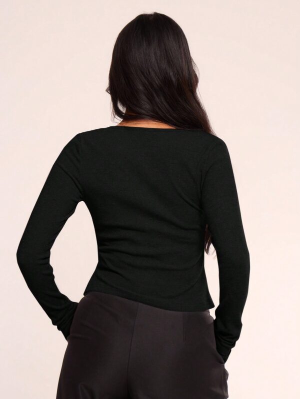 Zip Through Crew Neck Long Sleeve Top
