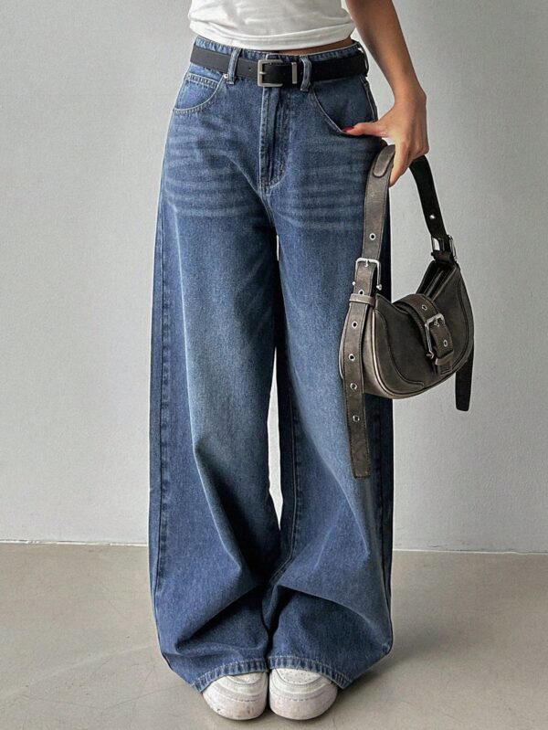 Casual Washed Wide-Leg Denim Pants