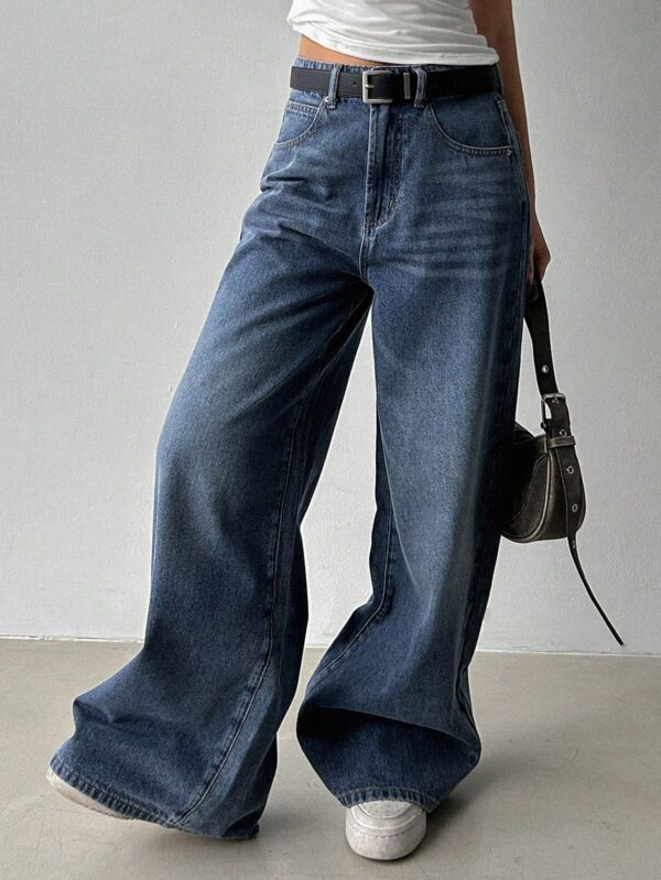 Casual Washed Wide-Leg Denim Pants