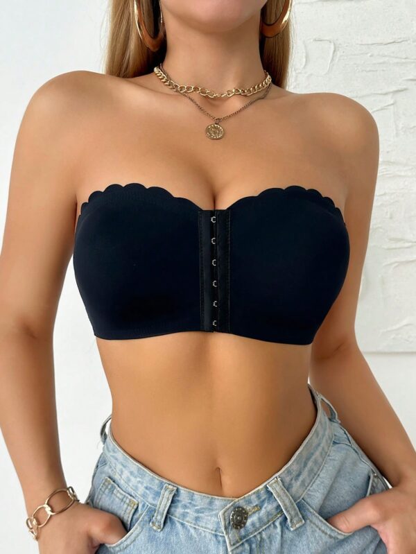 Front Clasp Scoop Neck Bandeau Bra