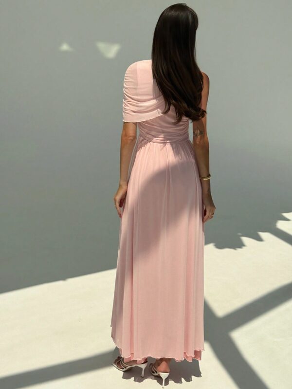 Solid Elegant Ruched Long Dress