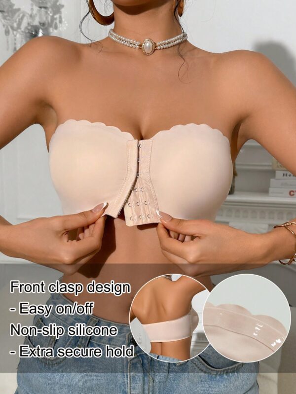 Front Clasp Scoop Neck Bandeau Bra