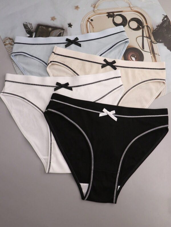 4 Pcs Silk Cute Bow Comfortable Loose Triangle Panties
