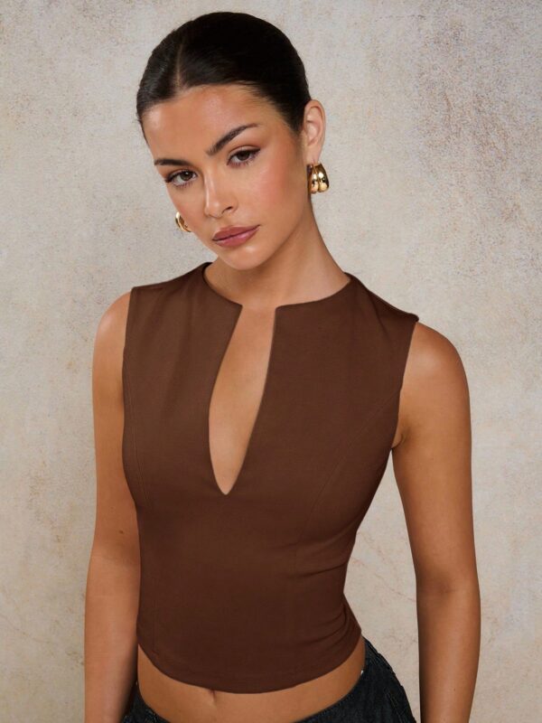 Solid Color V-Neck Cropped Fitted Fashion Tank Top