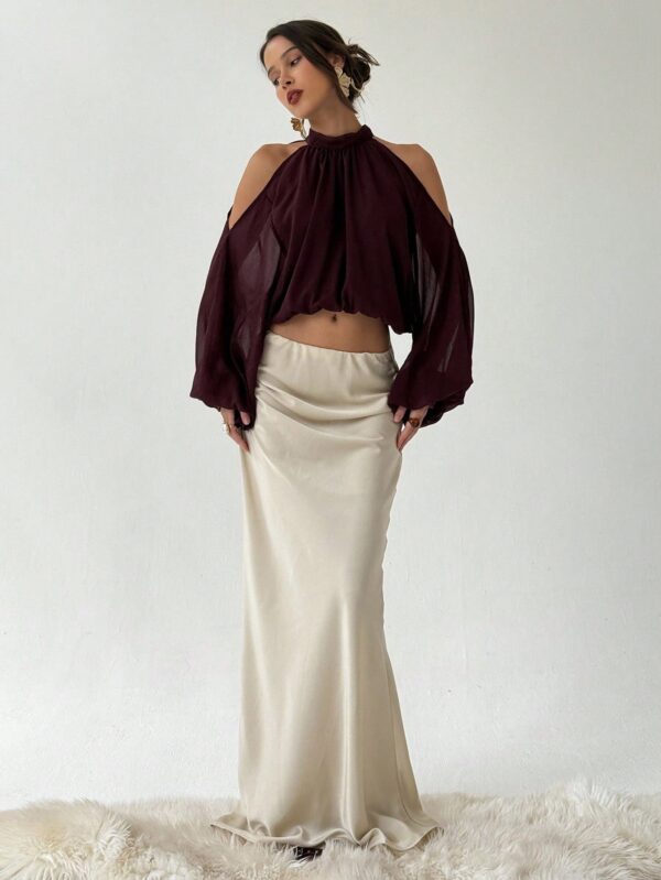 Open Shoulder Cropped Halter Top