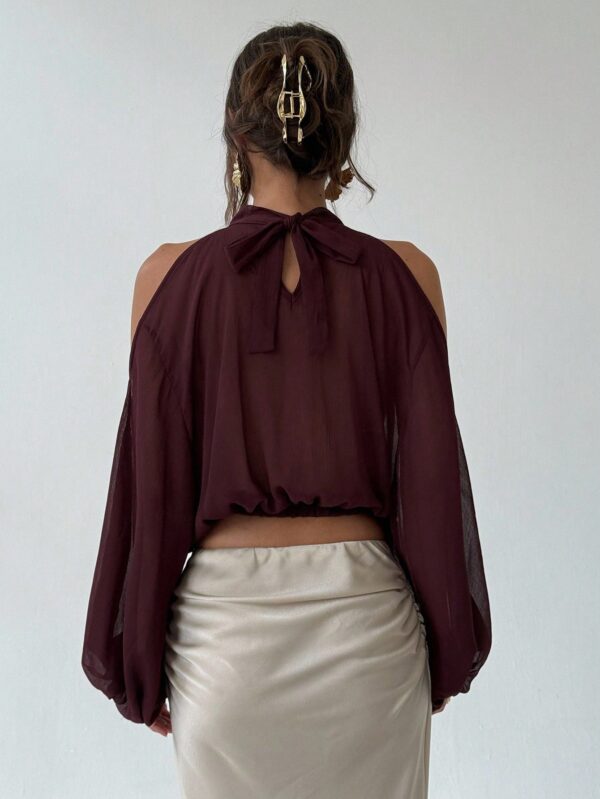 Open Shoulder Cropped Halter Top