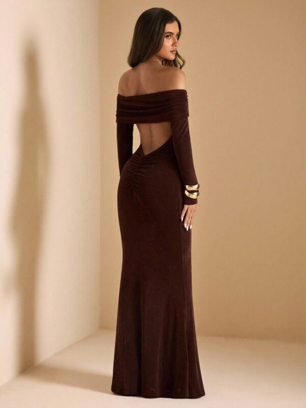 Open Shoulder Long Sleeve Bodycon Dress