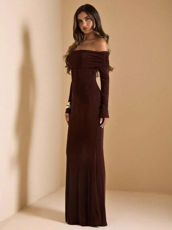 Open Shoulder Long Sleeve Bodycon Dress