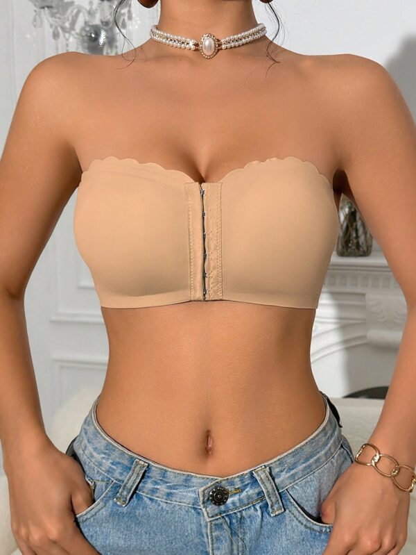 Front Clasp Scoop Neck Bandeau Bra