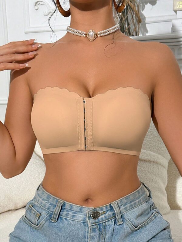 Front Clasp Scoop Neck Bandeau Bra