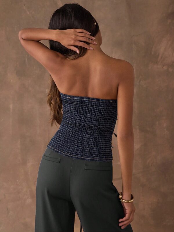 Buckle Design Fashion Fitted Denim Tube Top