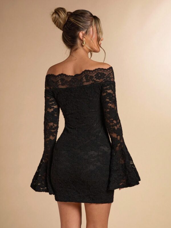 Off Shoulder Lace Bodycon Mini Dress
