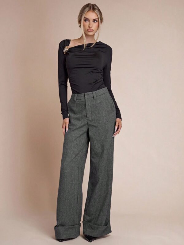 Casual Pocket Hem Loose Pants