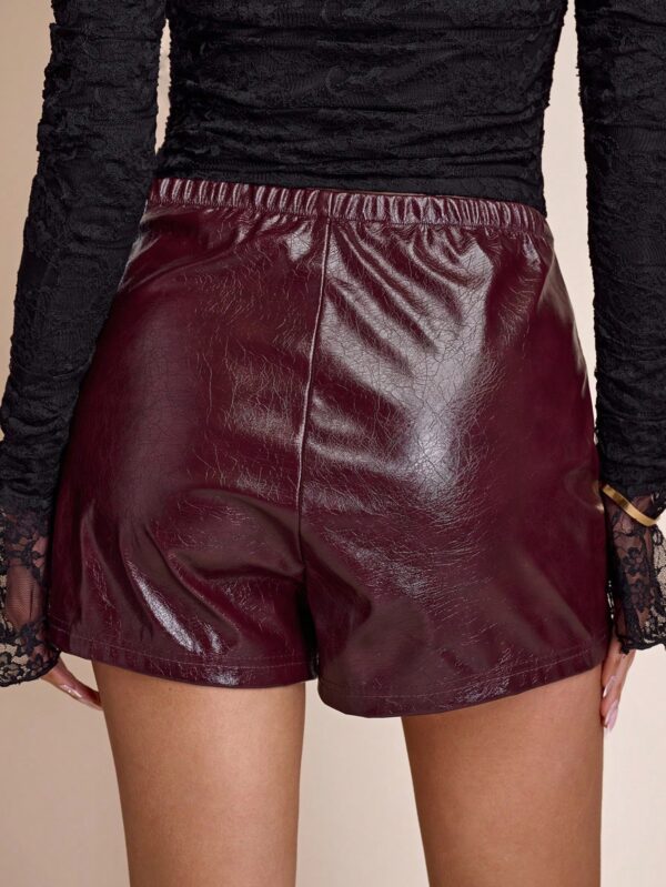 Faux Leather Side Slit Fashion Short Skirt