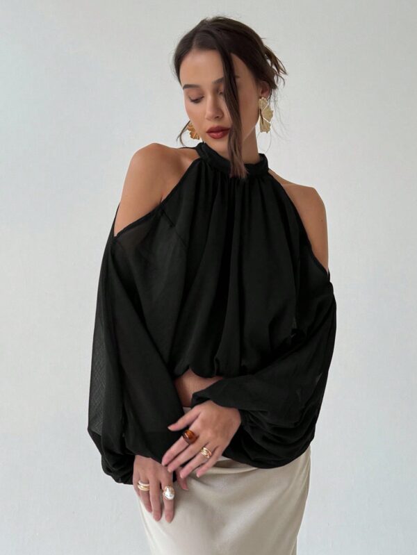 Open Shoulder Cropped Halter Top