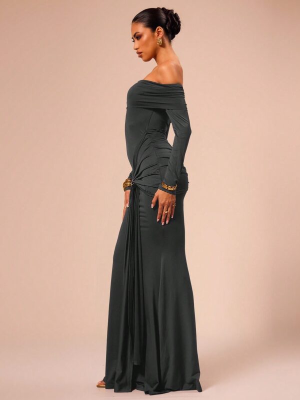 Off Shoulder Long Sleeve Maxi Dress