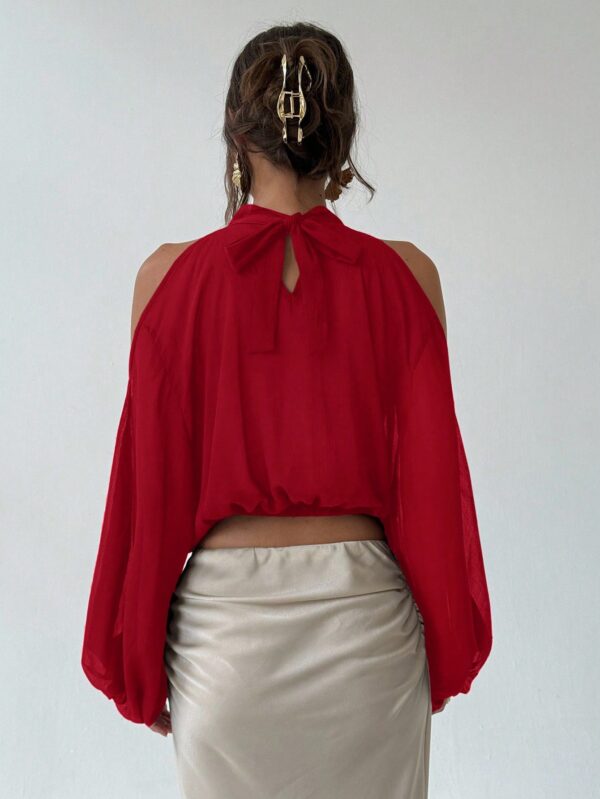 Open Shoulder Cropped Halter Top