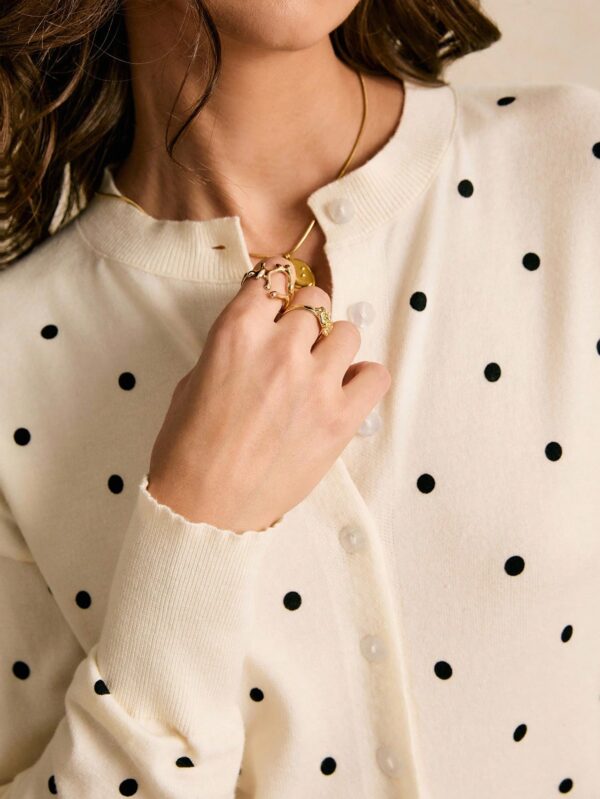 Polka-Dot Button Cardigan
