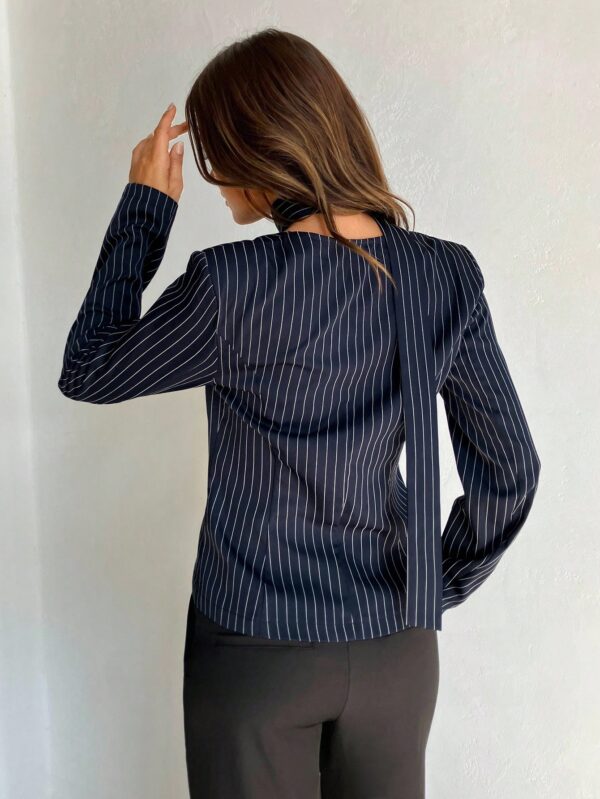 Striped Blazer Jacket With Tie