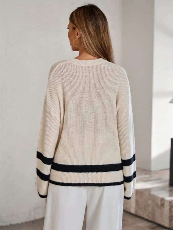 Loose Striped Long Sleeve Knit Sweater
