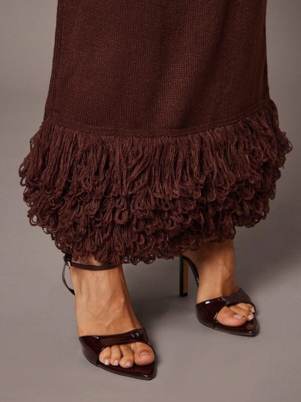 Cropped Knit Top And Knit Hem Sweater Skirt Set