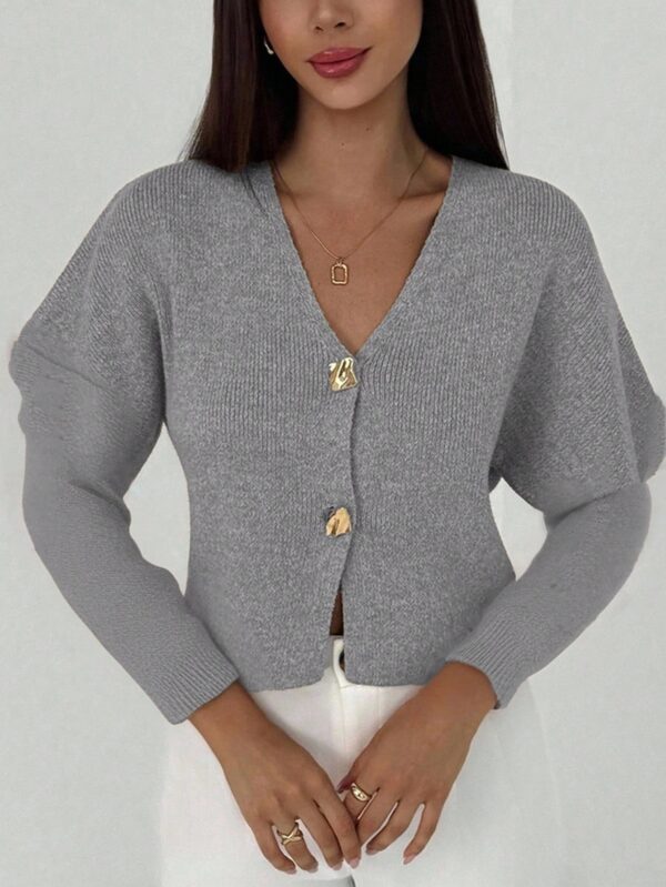 V Neck Long Sleeve Button Cardigan