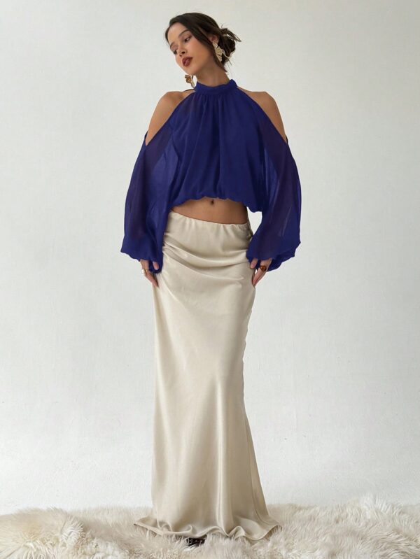 Open Shoulder Cropped Halter Top