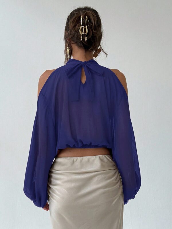 Open Shoulder Cropped Halter Top