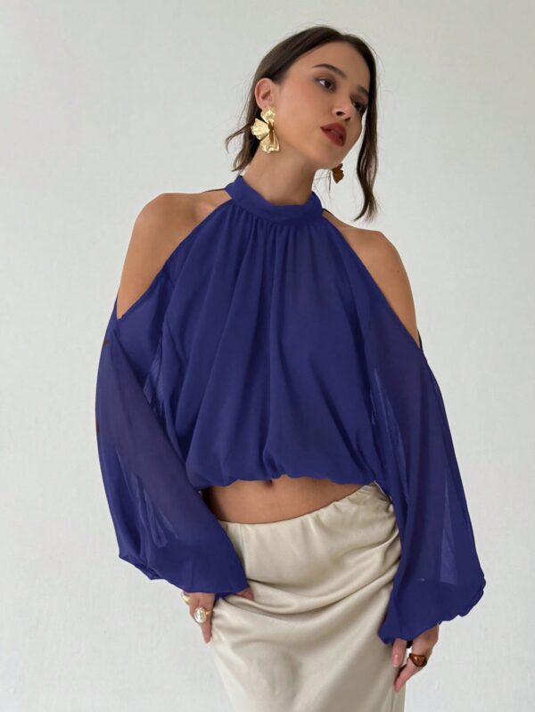 Open Shoulder Cropped Halter Top