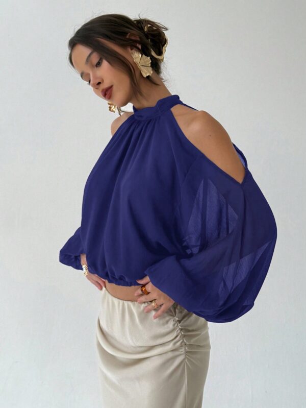Open Shoulder Cropped Halter Top