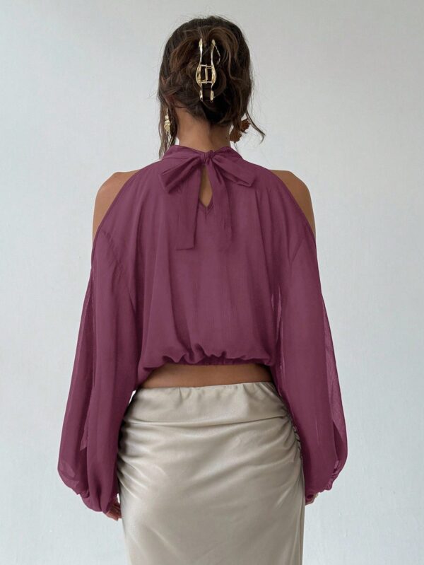 Open Shoulder Cropped Halter Top