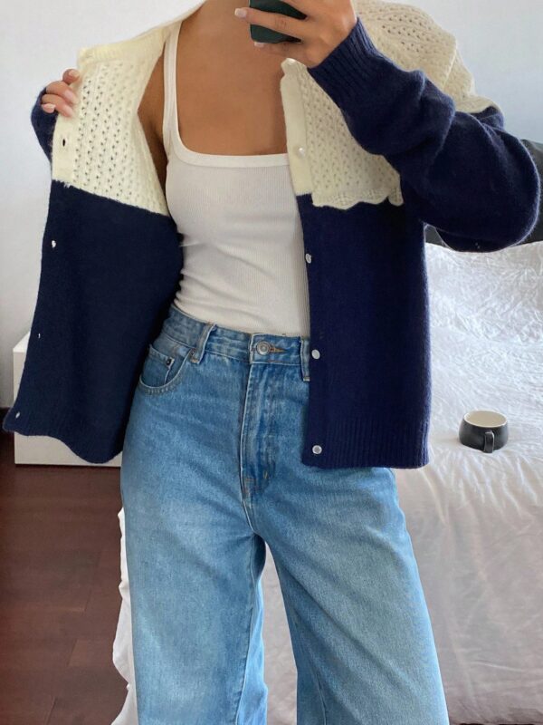 Contrast Color Ruffle Trim Sweater