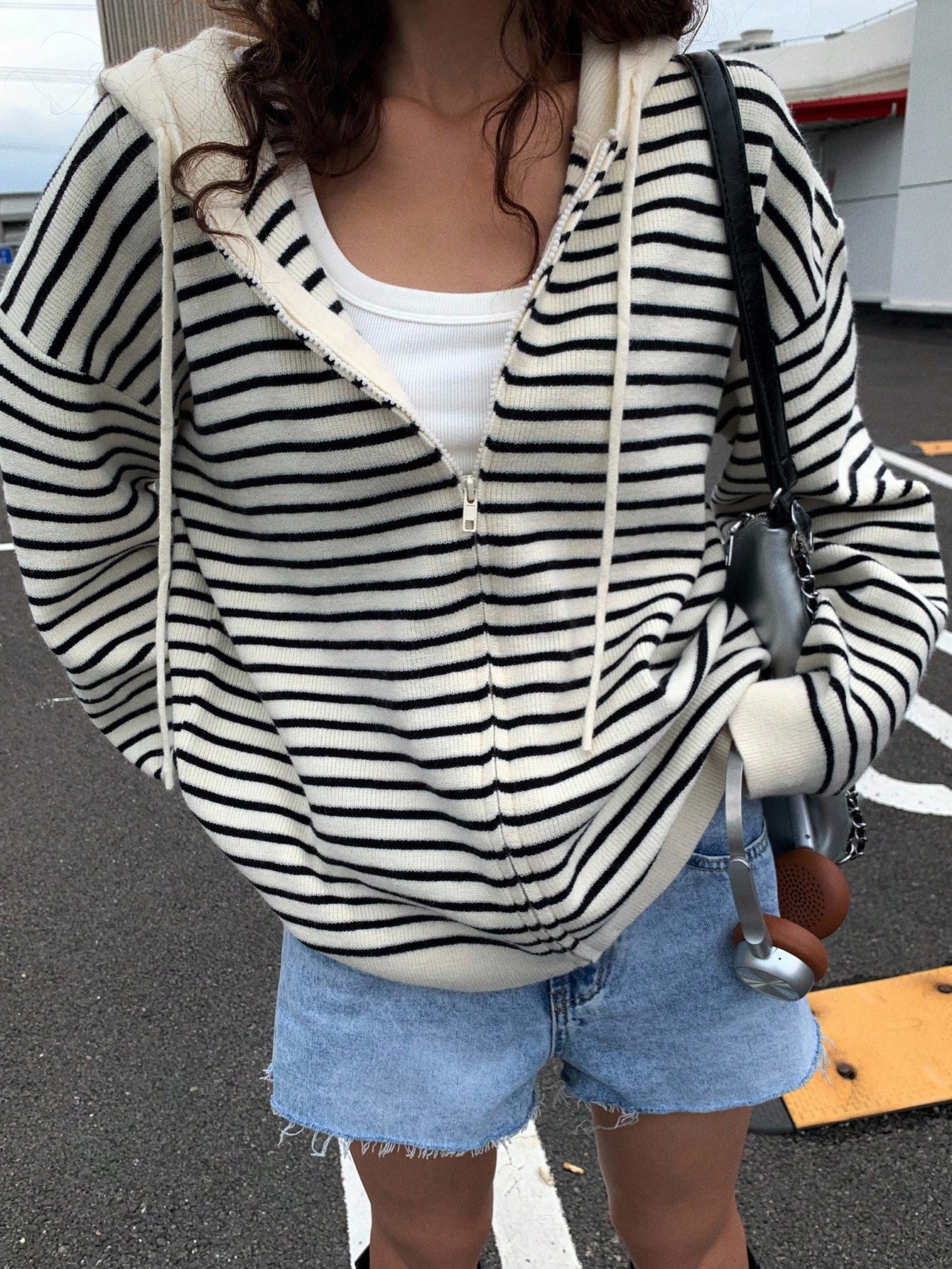 Striped Hoodie Cardigan