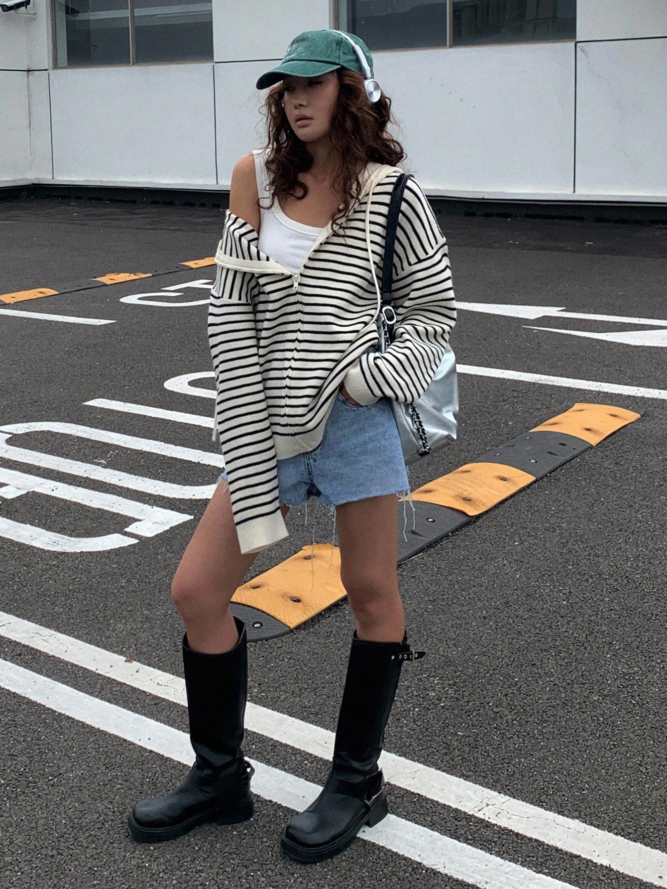 Striped Hoodie Cardigan