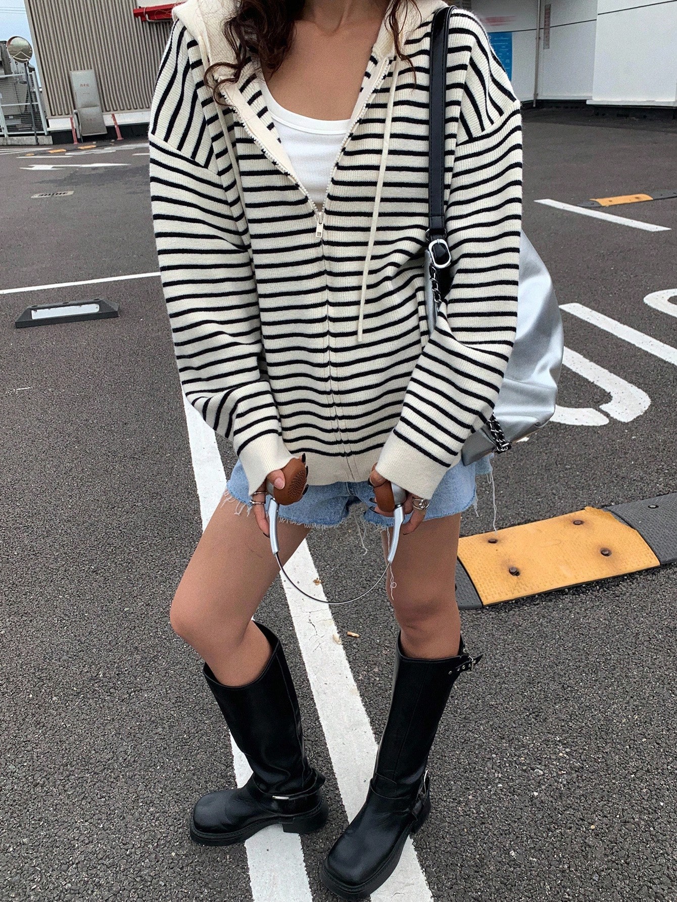 Striped Hoodie Cardigan