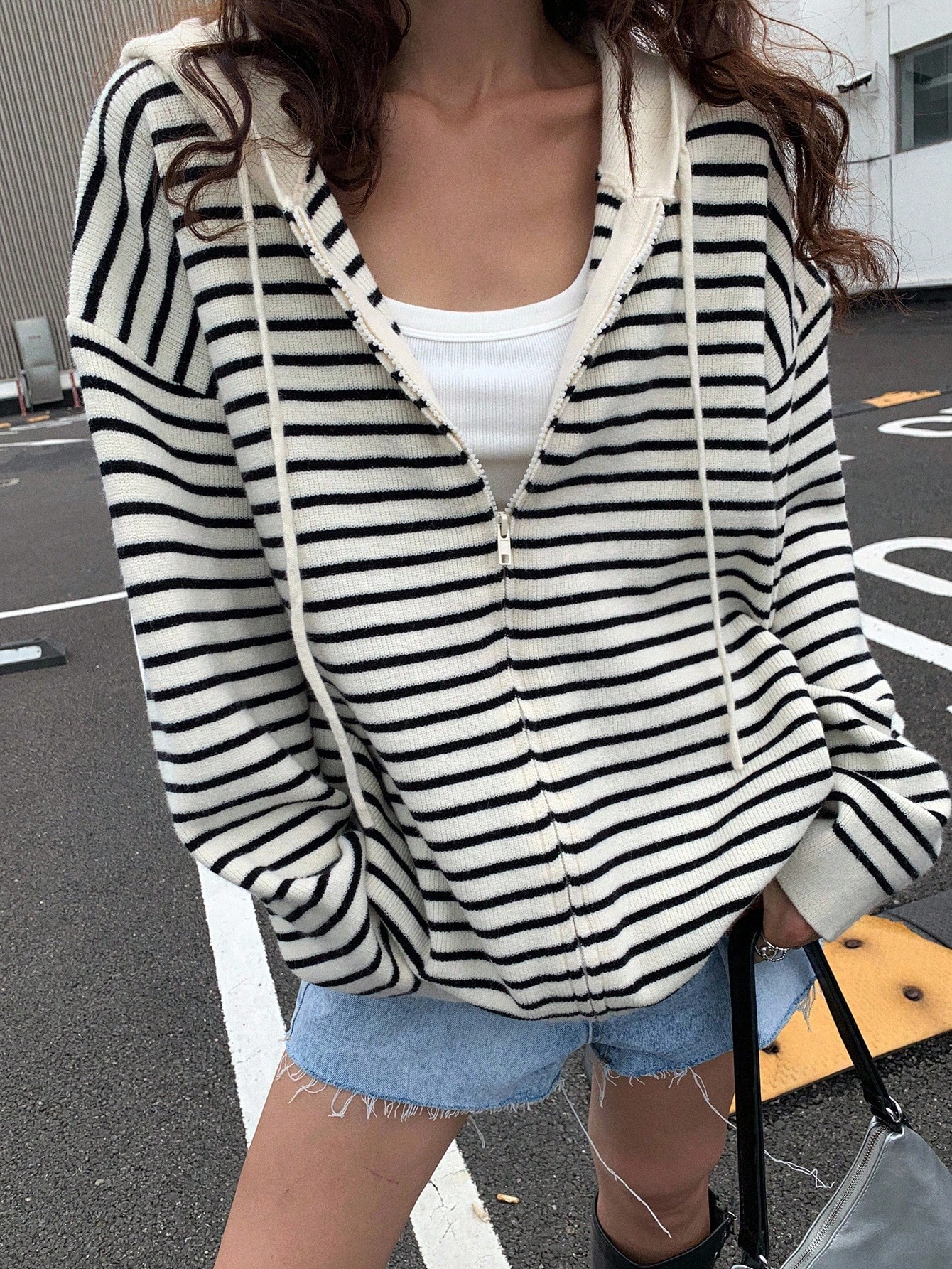 Striped Hoodie Cardigan