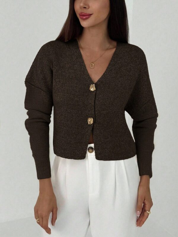 V Neck Long Sleeve Button Cardigan