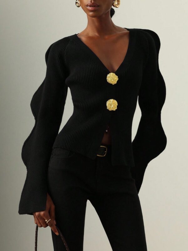 Metal Button Design Versatile Cardigan