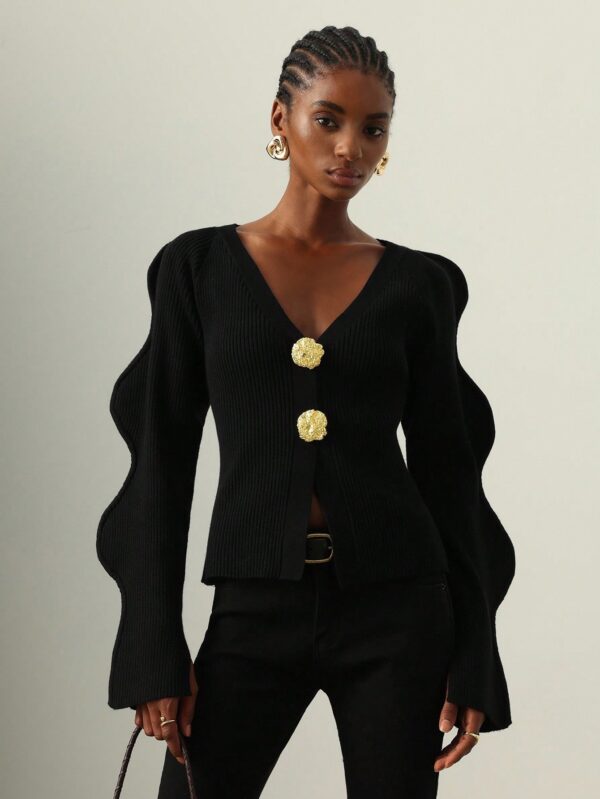 Metal Button Design Versatile Cardigan