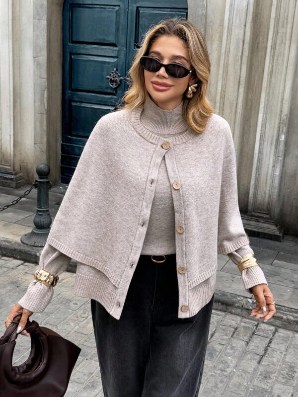 2pcs Cape Knitted Cardigan Sweater Set