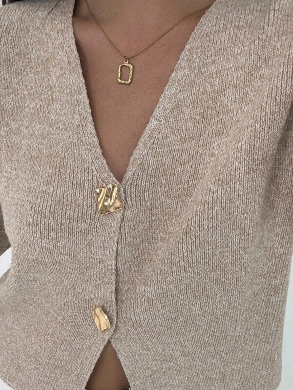 V Neck Long Sleeve Button Cardigan