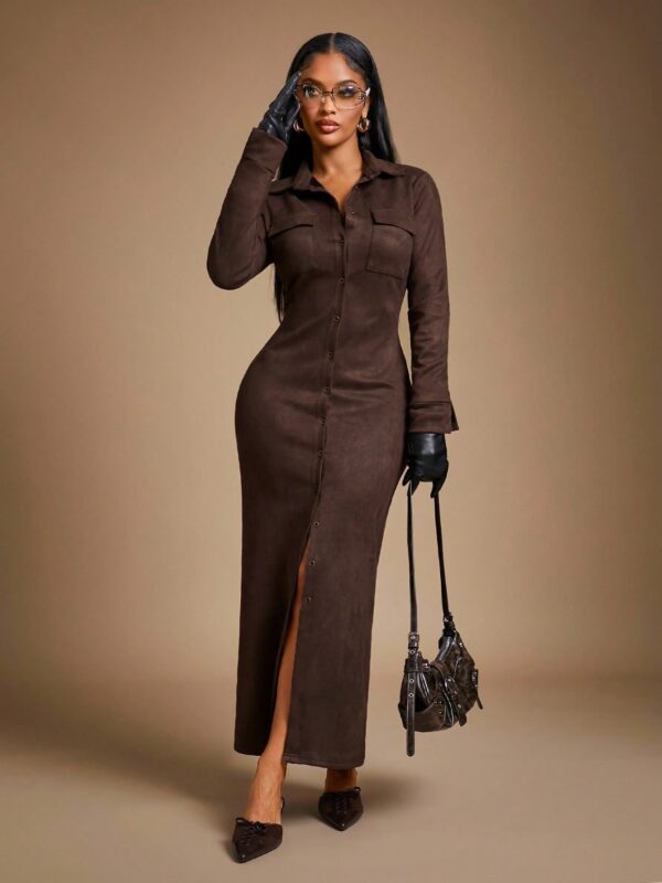 Suede Shirt Dress