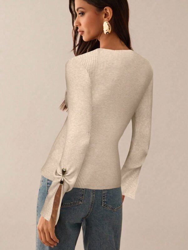 Metal Decor Bodycon Sweater