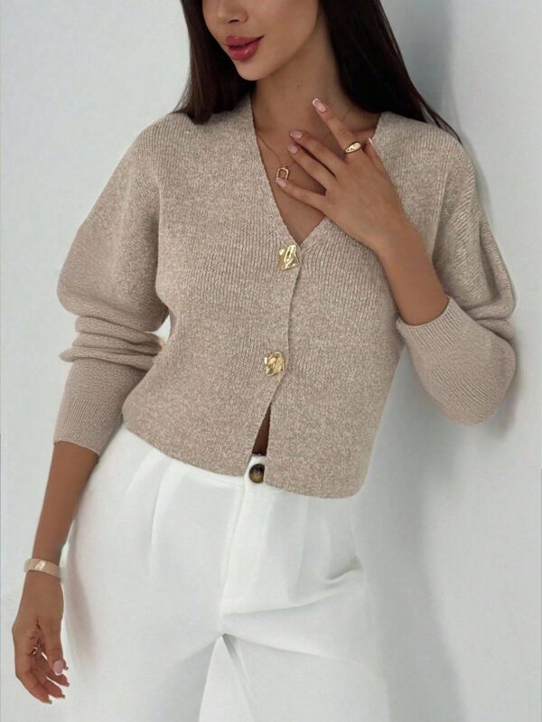 V Neck Long Sleeve Button Cardigan