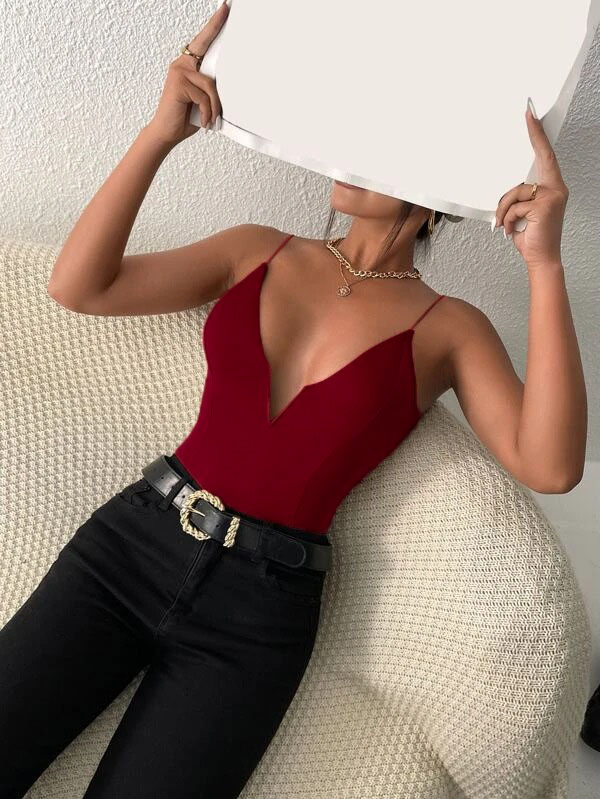 Deep V Neck Bodysuit