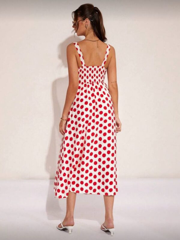Elegant Polka Dot Print Mid-Length Dress